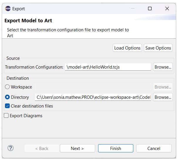 Export Model to Art